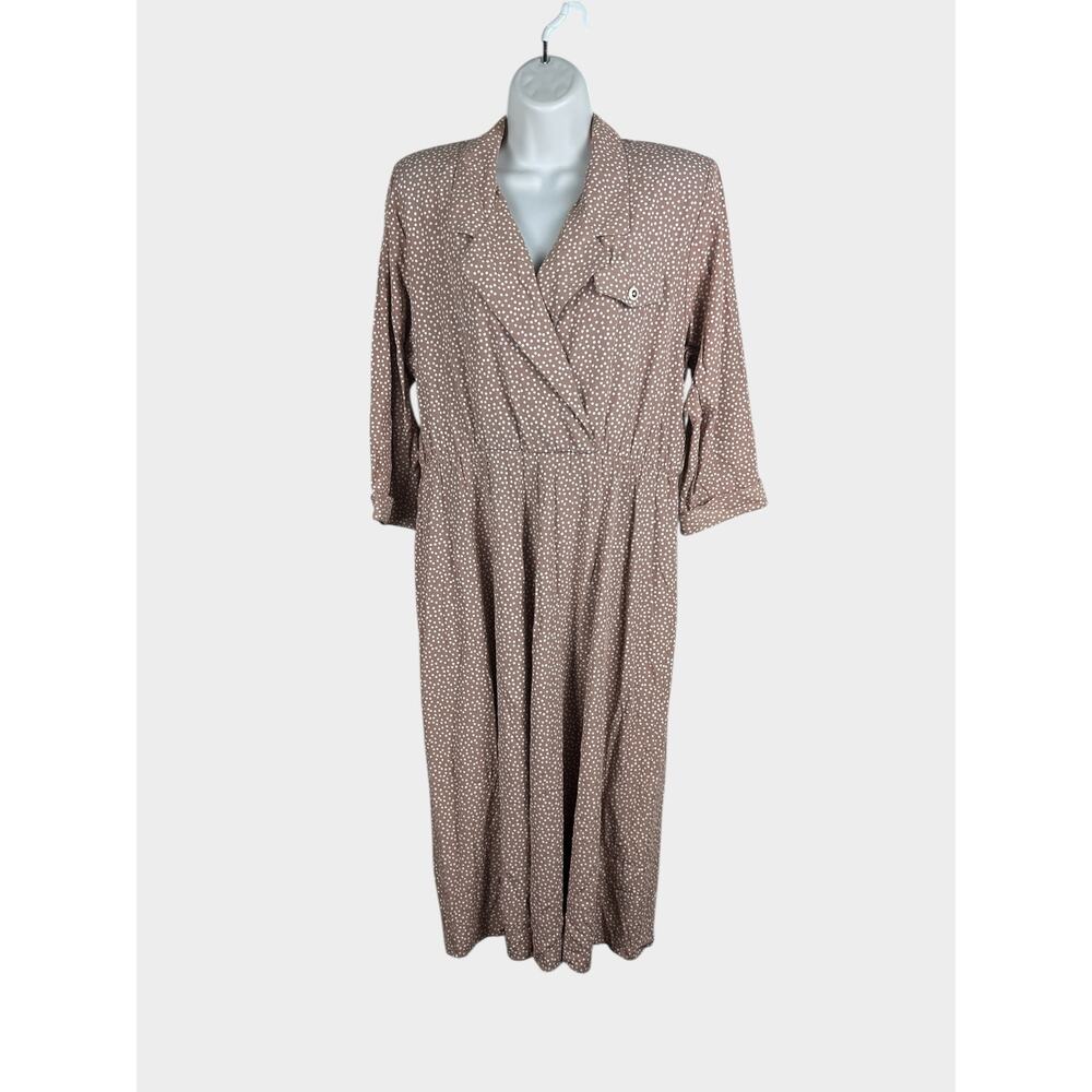 Vintage 80s Brown Polka Dot Career Dress S.L.‎ Fashions Size 10